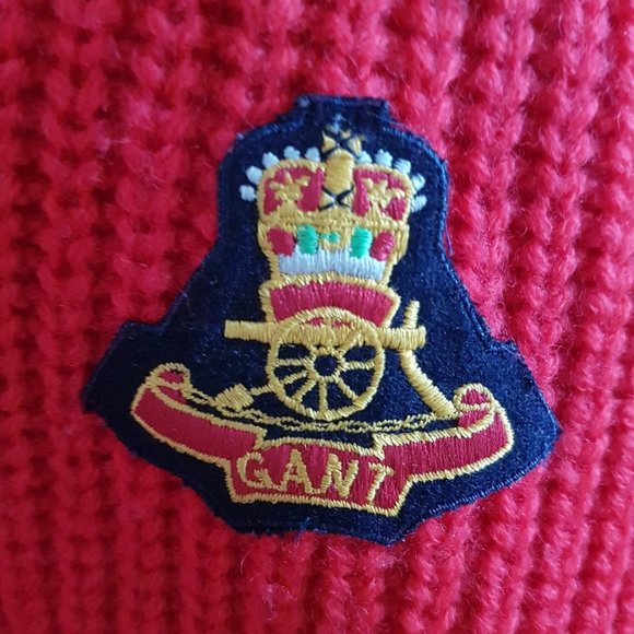 1980s Gant Heavy Cozy Wool Christmas Sweater, Red Thick Wool Sweater - Picture 4 of 8